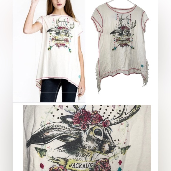 Double D Ranch Graphic Tee with Rabbit Design - Picture 1 of 10